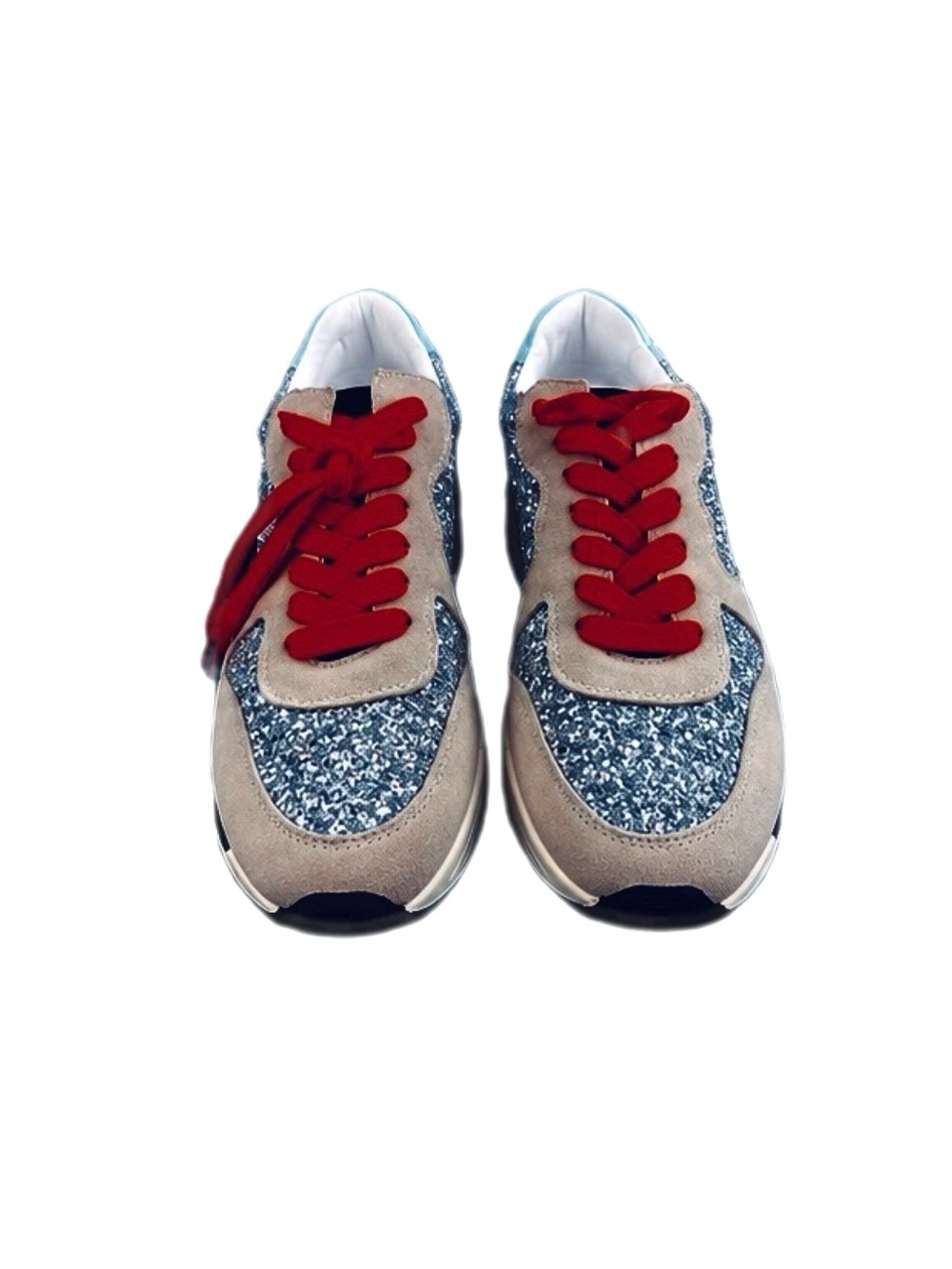 Oasis Society Quinn Tan Silver Glitter Star Sneakers Size 6